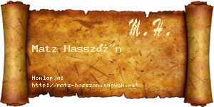 Matz Hasszán névjegykártya